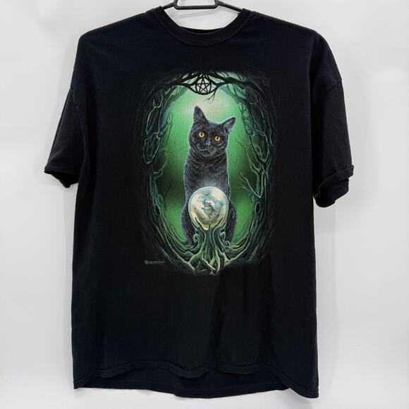 THE MOUNTAIN Black Cat T-Shirt Adult 3XL Cotton Short Sleeve Witchy Halloween - Picture 1 of 6
